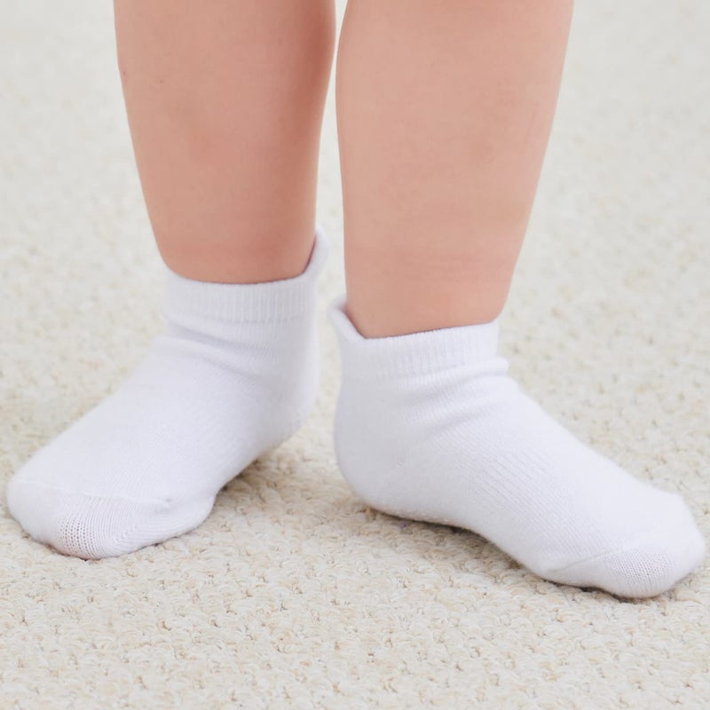 ZAPLES Baby Non Slip Grip Ankle Socks with Non Skid Soles for Infants Toddlers Kids Boys Girls, White, 6-12 Months - Image 5